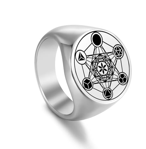UNIFT Metatron's Cube Ring für Männer Frauen Edelstahl Engel Siegel Erzengel Metatron Heilige Geometrie Stil Ring Schutz Amulett, Edelstahl, Kein Edelstein von UNIFT