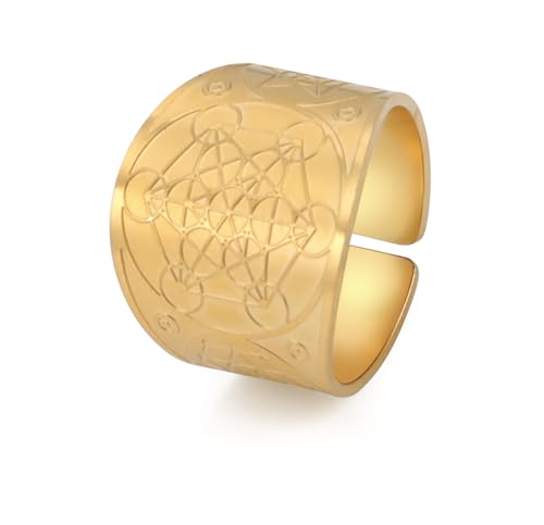 UNIFT Metatron's Cube Ring für Männer Frauen Edelstahl Engel Siegel Erzengel Metatron Heilige Geometrie Stil Ring Schutz Amulett, Edelstahl von UNIFT