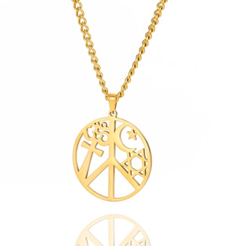 unift Friedenshalskette für Männer und Frauen, Edelstahl, Hippie Stil, Friedenszeichen, 1960er, 1970er, Schmuck, Friedenszeichen, Party-Zubehör, Einheitsgröße, Edelstahl, Ohne Edelsteine von UNIFT