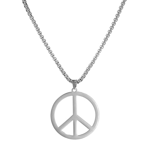 UNIFT - Peace Halskette für Männer Frauen Edelstahl Hippie Peace Zeichen 1960 1970 Peace Symbol Hippie Party Accessoires, Edelstahl, Ohne Edelstein von UNIFT
