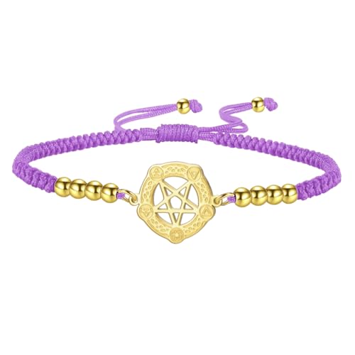 UNIFT Pentagramm-Armband im keltischen Stil für Damen und Herren aus Edelstahl mit gotischem Hexerei-Pentagramm-Anhänger – Geburtstagsgeschenk für Ihre Liebsten und Freunde. (Gold-P) von UNIFT