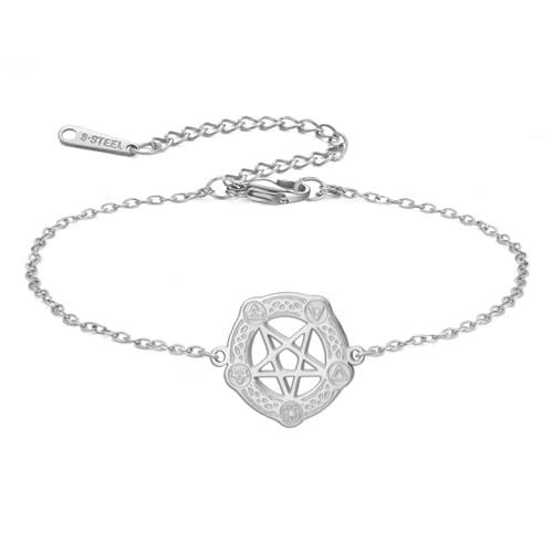 UNIFT Pentagramm-Armband im keltischen Stil für Damen und Herren aus Edelstahl mit gotischem Hexerei-Pentagramm-Anhänger – Geburtstagsgeschenk für Ihre Liebsten und Freunde. (Silber) von UNIFT