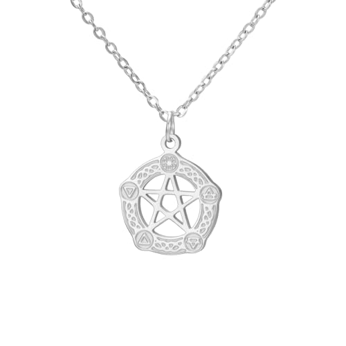 UNIFT Pentagramm-Halskette im keltischen Stil für Damen und Herren aus Edelstahl mit gotischem Hexenzauber-Pentagramm-Anhänger – Geburtstagsgeschenk für Ihre Liebsten und Freunde. (Silber) von UNIFT