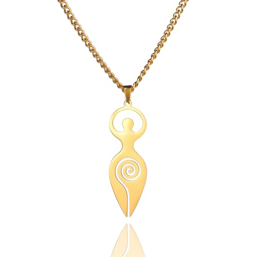 UNIFT Spirale Fruchtbarkeit Göttin Halskette für Frauen Edelstahl spirituelles Symbol Wicca keltische Spirale Göttin der Fruchtbarkeit Anhänger Halskette heidnischen Schmuck Amulett Geschenk (Gold) von UNIFT