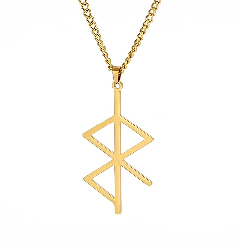 UNIFT Wikinger Frieden Runen Halskette für Männer Frauen Edelstahl Wikinger Vegvisir Liebe und Frieden Heidnischer Wikinger nordischer Wikinger Schmuck (Gold) von UNIFT