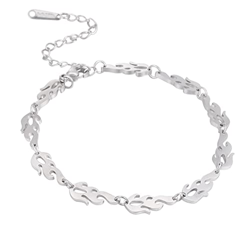 unift Flamme Armband für Damen Herren Edelstahl Gothic Stil Flame Link Kette Armband Hip Hop Cool Verstellbares Armband Harajuku Schmuck Kein Edelstein, Ohne Edelstein von UNIFT