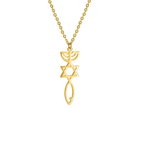 unift Hanukkah Menorah Davidstern Edelstahl Halskette für Frauen Messianisches Siegel Mezuzah Hebräischer Stern Kerzenhalter Anhänger Halsketten Ehering Religiöser Schmuck Geschenke, taglia unica, von UNIFT