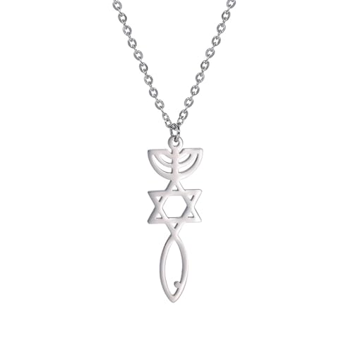 unift Hanukkah Menorah Davidstern Edelstahl Halskette für Frauen Messianisches Siegel Mezuzah Hebräischer Stern Kerzenhalter Anhänger Halsketten Religiöser Schmuck Geschenke von UNIFT