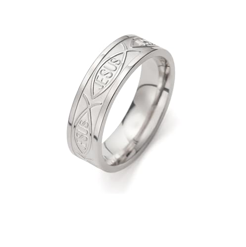 unift Jesus Fisch Ring für Damen Edelstahl Anox Einfache Ichthus Fische Christliche Symbol des Glaubens Ringe Christlicher Schmuck, Edelstahl, Kein Edelstein von UNIFT