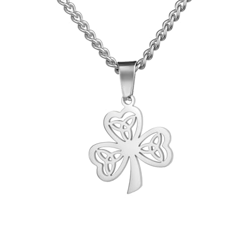 unift Kleeblatt Keltische Knoten Halskette Für Frauen Männer Irisches Symbol Glück Shamrock Mit Keltischen Trinity Anhänger Halskette Amulett Schmuck St. Patrick's Day Geschenke, taglia unica, von UNIFT