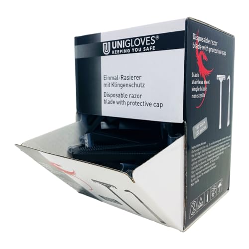 100 Stk. Unigloves Einmal-Rasierer SCHWARZ einschneidig mit Klingenschutz von UNIGLOVES