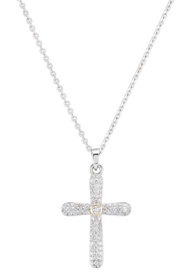 UNIKE JEWELLERY Kette mit Anhänger CLASSY BOLD CROSS KREUZ, UK.CL.1205.0056, mit Zirkonia (synth) von UNIKE JEWELLERY