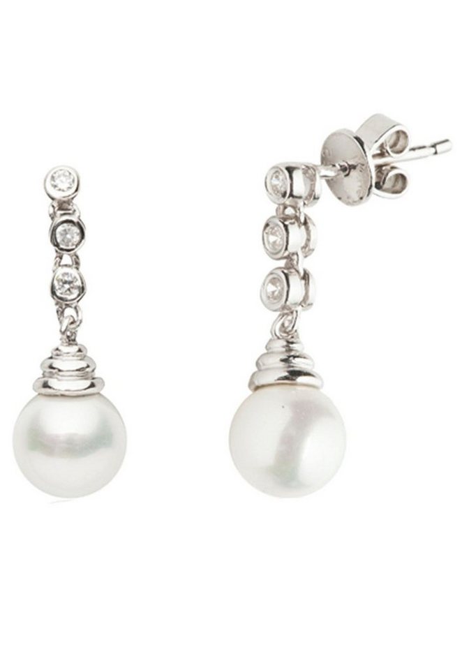 UNIKE JEWELLERY Paar Ohrstecker CLASSY PEARL, UK.BR.1204.0001, mit Zirkonia (synth) - mit Perle (synth) von UNIKE JEWELLERY