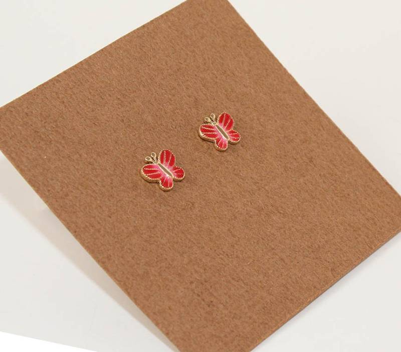 14K Solid Gelb Gold Rot Schmetterling Baby Mädchen Kinder Ohrringe von UNIKearrings