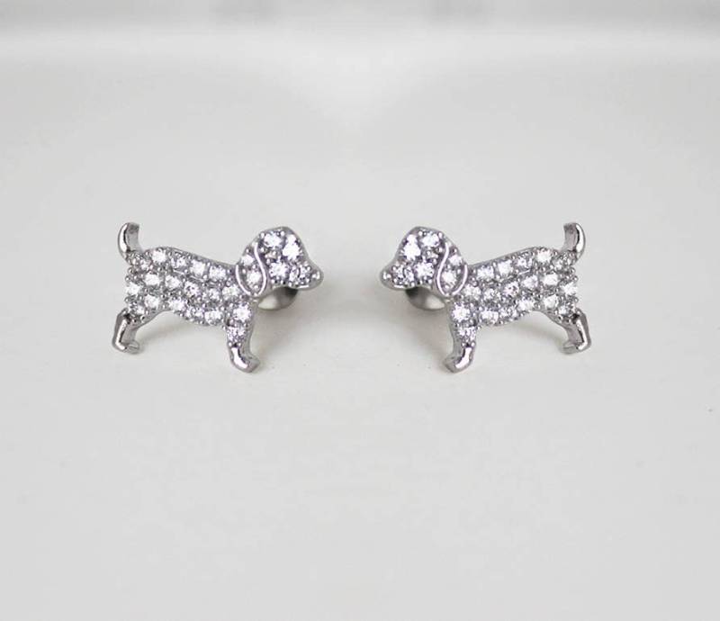 925 Sterling Silber Cubic Dog Baby Mädchen Kinder Schraub Ohrringe von UNIKearrings