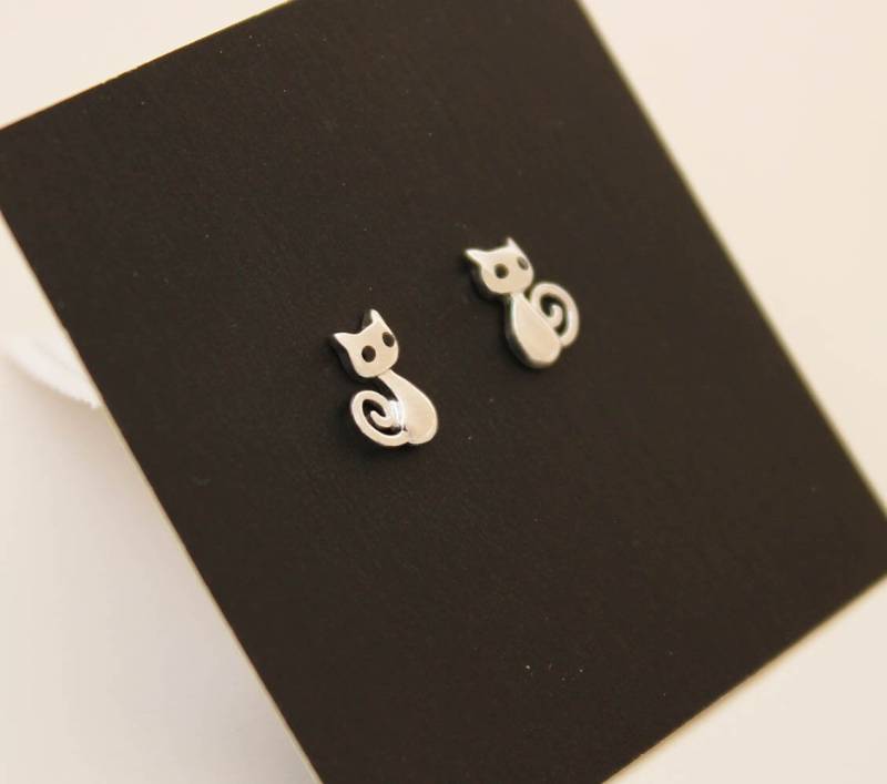 925 Sterling Silber Katze Baby Mädchen Kinder Screwback Ohrringe von UNIKearrings