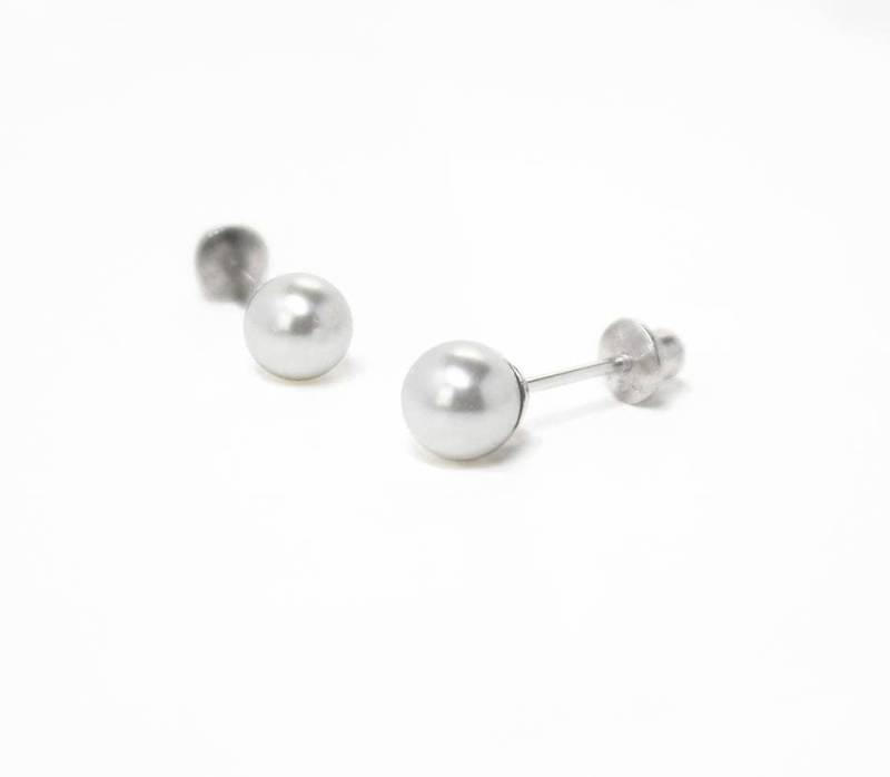 Simulierte Perlenkugel Schraub Ohrringe, 925 Sterling Silber, Baby Mädchen Kinder Frauen Ohrringe von UNIKearrings