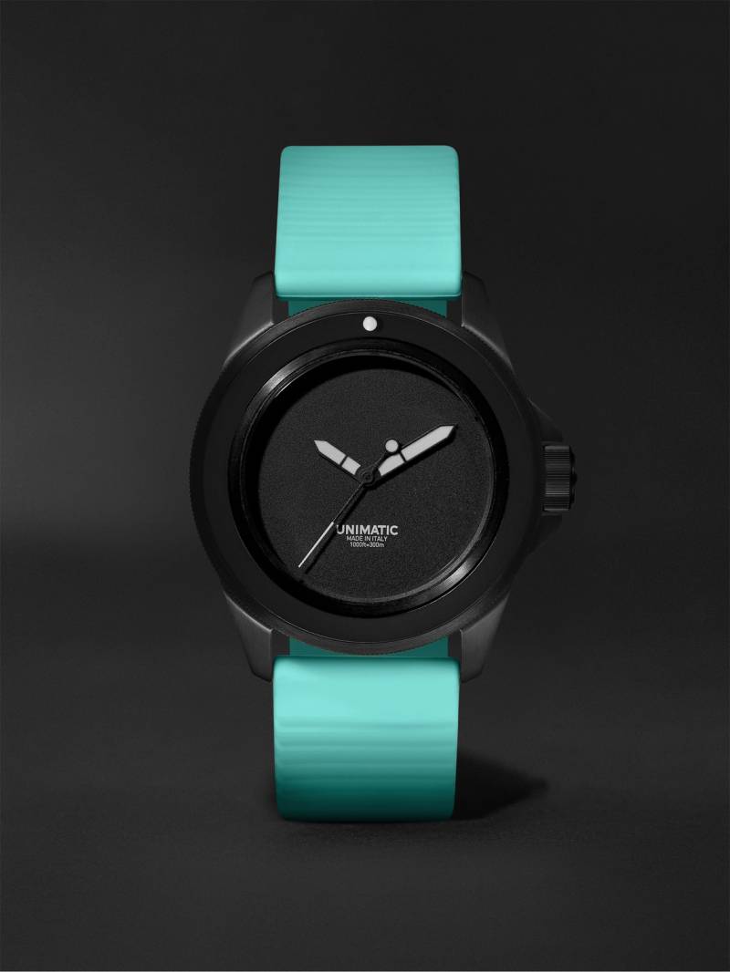 UNIMATIC - Model One Almost Tiffany Limited Edition Automatic 40mm Blackened Stainless Steel and TPU Watch, Ref. No. U1S-MN-BLUE - Men - Black von UNIMATIC