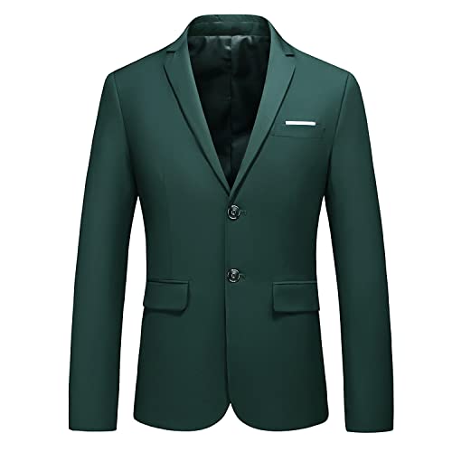 UNINUKOO Mens Casual Two Button Suit Jacket Single Breasted Modern Wedding Tux Blazer US Size 32 (Label Size L) Dark Green von UNINUKOO