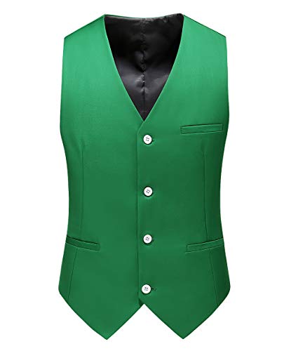 UNINUKOO Mens Slim Fit Casual Waistcoat Four Button Tuxedo Suit Vest US Size 36 (Label Size 2XL) Apple Green von UNINUKOO