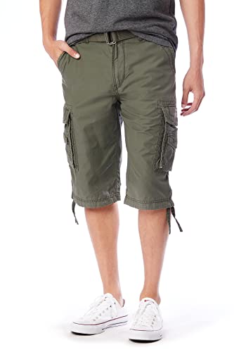 UNIONBAY Herren Cordova Cargo-Shorts mit Gürtel – Normale Größen Cargohose, Military, 58 von UNIONBAY