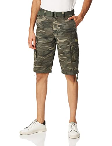 UNIONBAY Herren Cordova Cargo-Shorts mit Gürtel – Normale Größen Cargohose, Surplus Camo, 52 von UNIONBAY