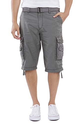 UNIONBAY Herren Cordova Cargo-Shorts mit Gürtel – Normale Größen Cargos, Graue Gans, 58 von UNIONBAY