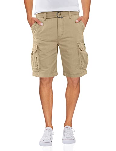 UNIONBAY Herren Survivor Cargo-Shorts mit Gürtel, Normale Größen Cargos, beige, 46 von UNIONBAY