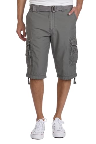 UNIONBAY Men's Cordova Belted Messenger-Reg and Big Tall Sizes Cargo Shorts, Grey, 32 von UNIONBAY