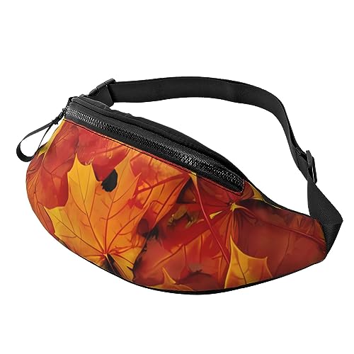 Bauchtasche aus Bambus und Kirschblüten, mit verstellbarem Riemen, für Damen und Herren, Reisen, Wandern, Laufen, Herbstblätter aus Ahorn, Einheitsgröße von UNIOND