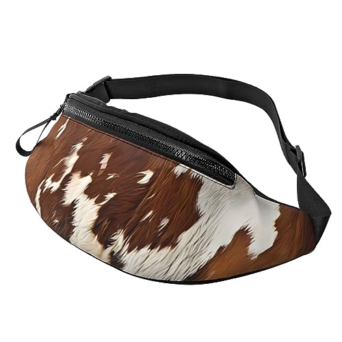 Bauchtasche mit verstellbarem Riemen, Leoparden- und Zebramuster, für Damen und Herren, für Reisen, Wandern, Laufen, Rot, Rotes und weißes Rindsleder., Einheitsgröße von UNIOND