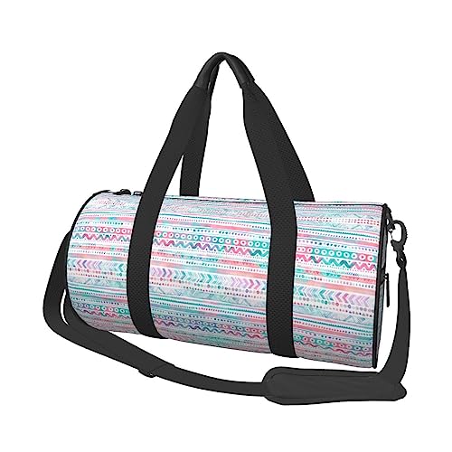 Bunte Boho-Design, Vintage, bedruckt, runde Seesack, leicht, Reisetasche, Sporttasche für Herren und Damen, Schwarz , Einheitsgröße von UNIOND