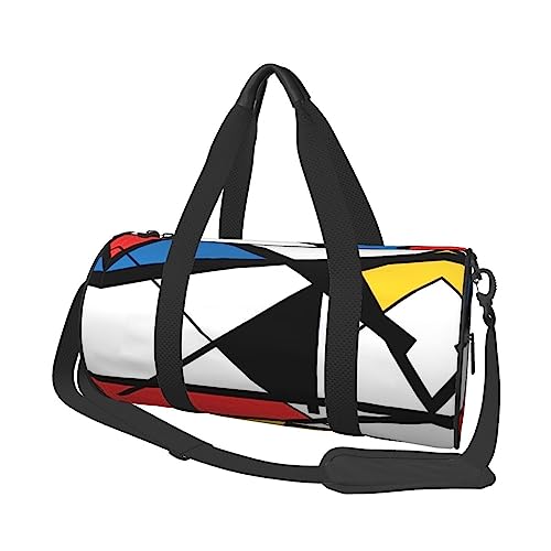 Bunte Reisetasche mit geometrischem Muster, bedruckt, rund, leicht, für Reisen, Sport, für Herren und Damen, Schwarz , Einheitsgröße von UNIOND