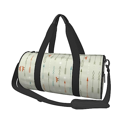 Bunte handgezeichnete runde Seesack, leichte Reisetasche für Herren und Damen, Schwarz , Einheitsgröße von UNIOND