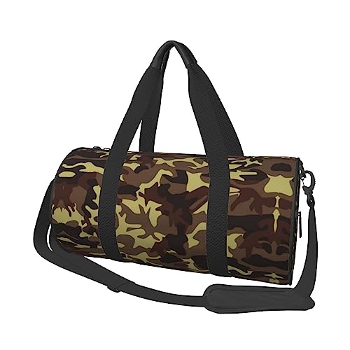 Camouflage Muster Gedruckt Runde Duffel Bag Leichte Reise Sporttasche für Männer Frauen, Schwarz, Einheitsgröße, Schwarz , Einheitsgröße von UNIOND