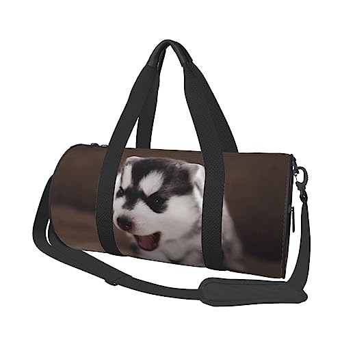 Cute Puppy Baby Printed Round Duffel Bag Lightweight Travel Sports Bag for Men Women, Black, One Size, Schwarz , Einheitsgröße von UNIOND