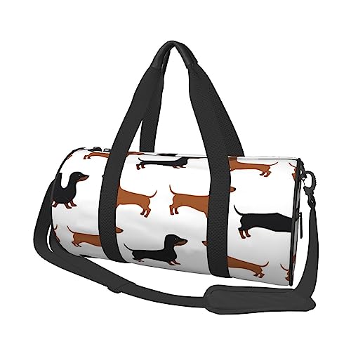 Dackel Weiner Pet Dogs Printed Round Duffel Bag Lightweight Travel Sports Bag for Men Women, Black, One Size, Schwarz , Einheitsgröße von UNIOND