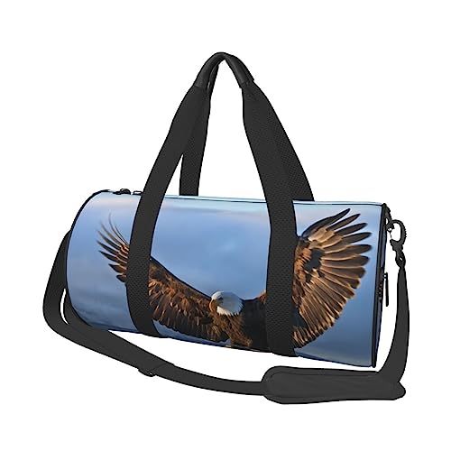 Eagle Printed Round Duffel Bag Lightweight Travel Sports Bag for Men Women, Black, One Size, Schwarz , Einheitsgröße von UNIOND