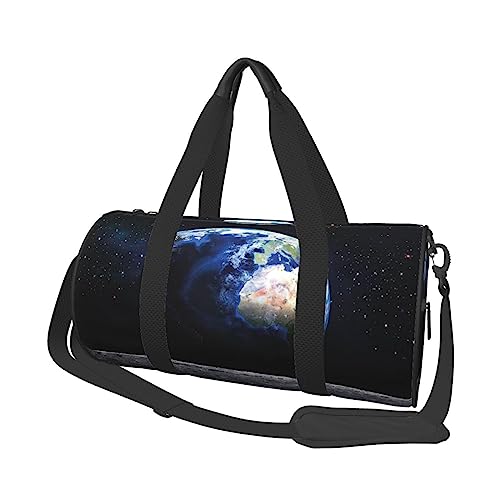 Earth from Moon Bedruckte Runde Duffel Bag Leichte Reise Sporttasche für Herren Damen, Schwarz, Einheitsgröße, Schwarz , Einheitsgröße von UNIOND