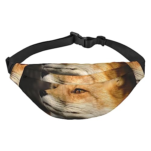 Fox Printed Fanny Pack Adjustable Strap Belt Bag Casual Waist Bag for Sports Travel Party Black, One Size, Schwarz , Einheitsgröße von UNIOND