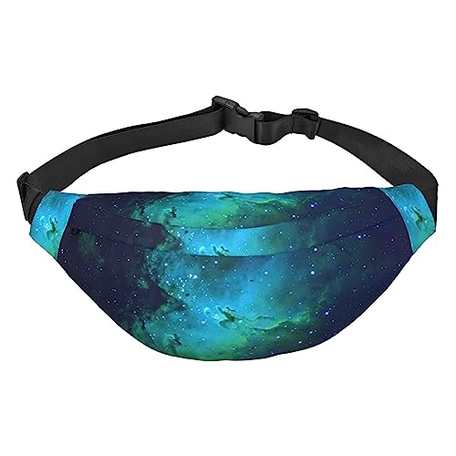 Galaxy Green Printed Fanny Pack Adjustable Strap Belt Bag Casual Waist Bag for Sports Travel Party, Black, One Size, Schwarz , Einheitsgröße von UNIOND