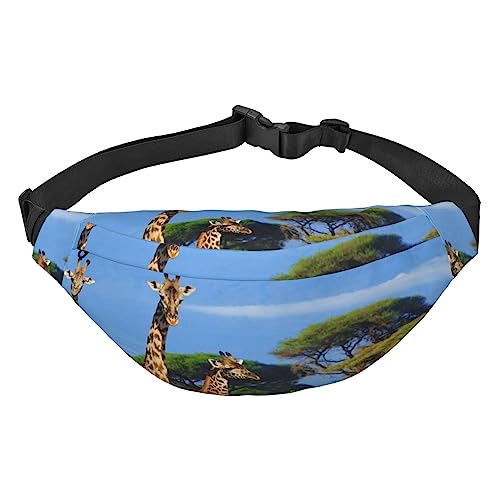 Giraffe Kilimanjaro Mount Afrika Printed Fanny Pack Adjustable Strap Belt Bag Casual Waist Bag for Sports Travel Party, Black, One Size, Schwarz , Einheitsgröße von UNIOND