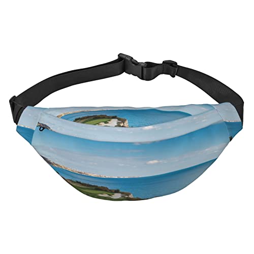 Golf Course Printed Fanny Pack Adjustable Strap Belt Bag Casual Waist Bag for Sports Travel Party, Black, One Size, Schwarz , Einheitsgröße von UNIOND