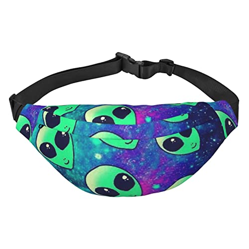 Green Alien Printed Fanny Pack Adjustable Strap Belt Bag Casual Waist Bag for Sports Travel Party, Black, One Size, Schwarz , Einheitsgröße von UNIOND