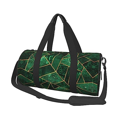 Grün Schwarz Geometrisch bedruckte runde Seesack leichte Reisetasche Sporttasche für Herren Damen, Schwarz , Einheitsgröße von UNIOND