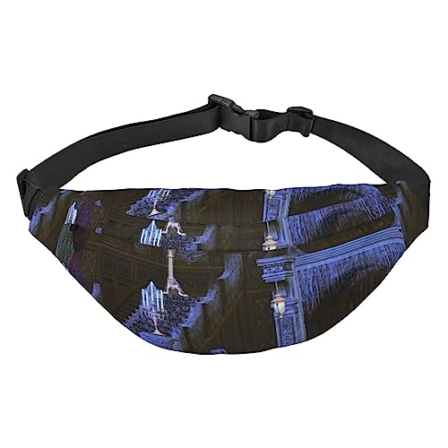 Halloween Haunted Printed Fanny Pack Adjustable Strap Belt Bag Casual Waist Bag for Sports Travel Party, Black, One Size, Schwarz , Einheitsgröße von UNIOND