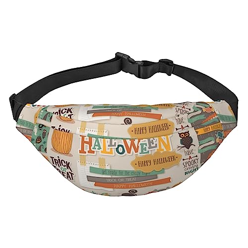 Halloween Scrapbook Printed Fanny Pack Adjustable Strap Belt Bag Casual Waist Bag for Sports Travel Party, Black, One Size, Schwarz , Einheitsgröße von UNIOND