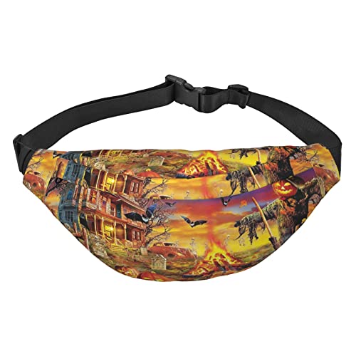 Halloween Skull Printed Fanny Pack Adjustable Strap Belt Bag Casual Waist Bag for Sports Travel Party, Black, One Size, Schwarz , Einheitsgröße von UNIOND