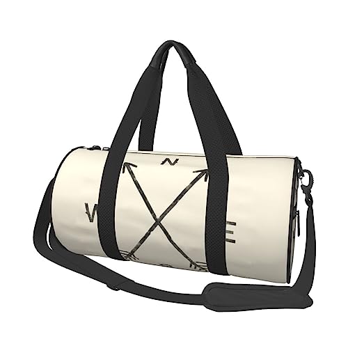 Kompass bedruckte runde Seesack, leichte Reise-Sporttasche für Herren und Damen, Schwarz, Einheitsgröße, Schwarz , Einheitsgröße von UNIOND