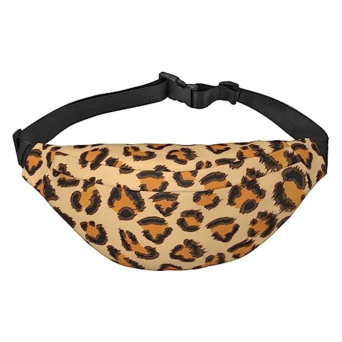 Leopard Printed Fanny Pack Adjustable Strap Belt Bag Casual Waist Bag for Sports Travel Party Black, One Size, Schwarz , Einheitsgröße von UNIOND